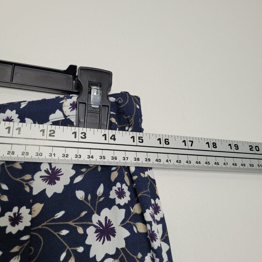 Vintage y2k blue white floral mixed print polka dot trumpet maxi skirt size 10 - Picture 6 of 7